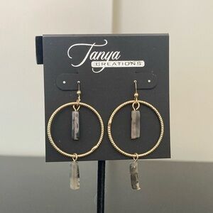 Gold and Black Hoop Earrings